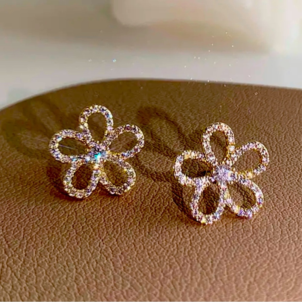 NEW! Silver Exquisite Floral Dazzle CZ Fashion Earrings✨